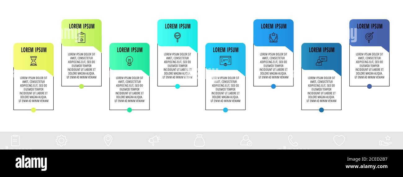 Line vector infographic design with 8 dialogs, icons. Template used for ...
