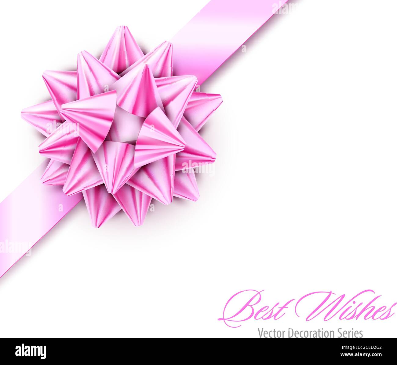 Vector Pink Realistic Bow with Ribbons Isolated on White Background ...