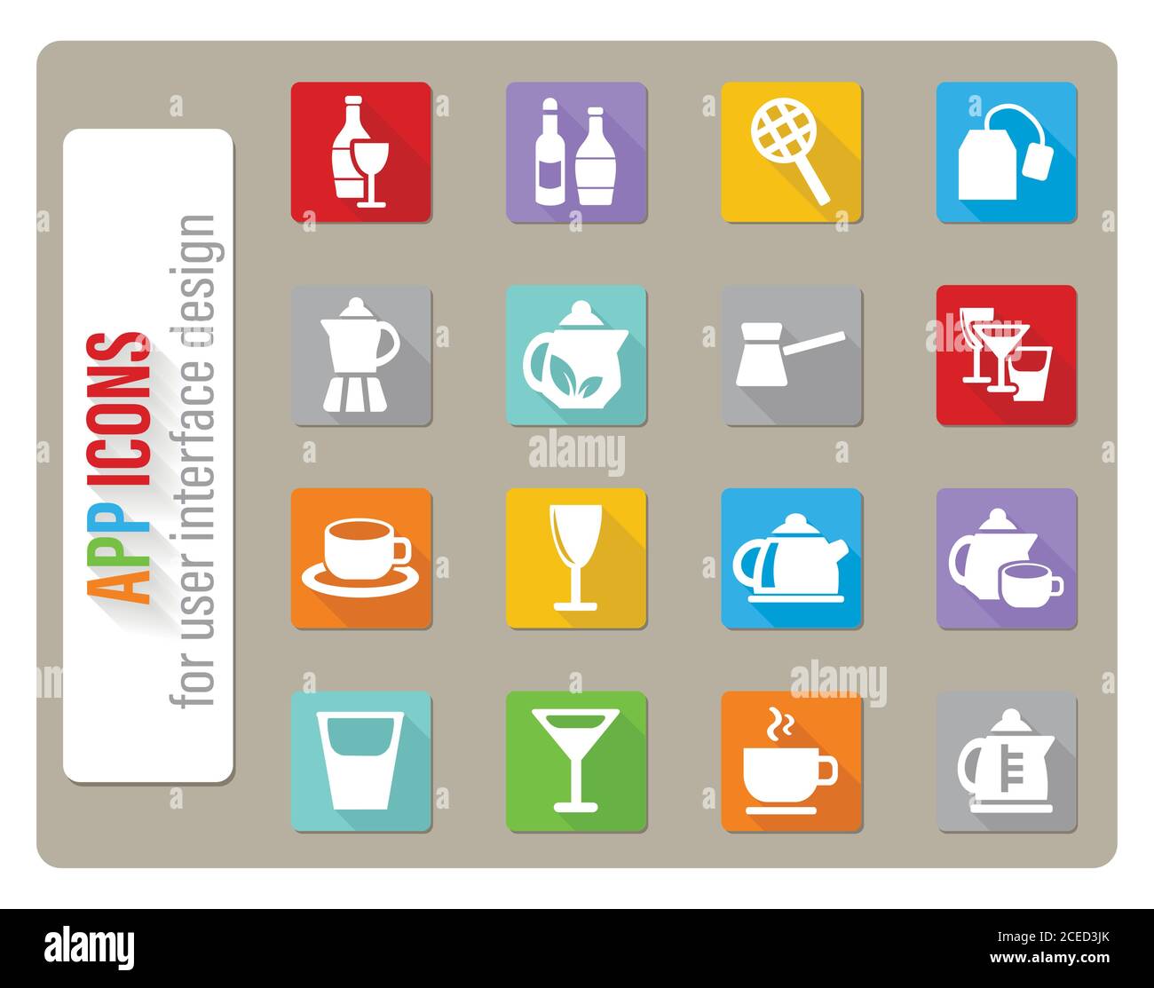 utensils for beverages icon set Stock Vector