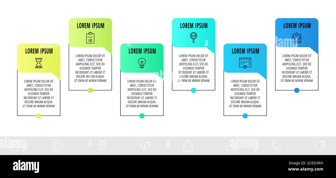 Line vector infographic design with 6 dialogs, icons. Template used for ...