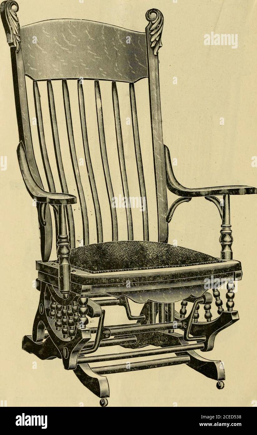 Catalog No. 56 GENTLEMANS MLEAN PATENT SWING ROCKER IN OAK ONLY. 4 feet high Spring .Seat 19 x 21 inches.In Oak Finished Antique and the Polished Chairs also in 16th Century. Price in