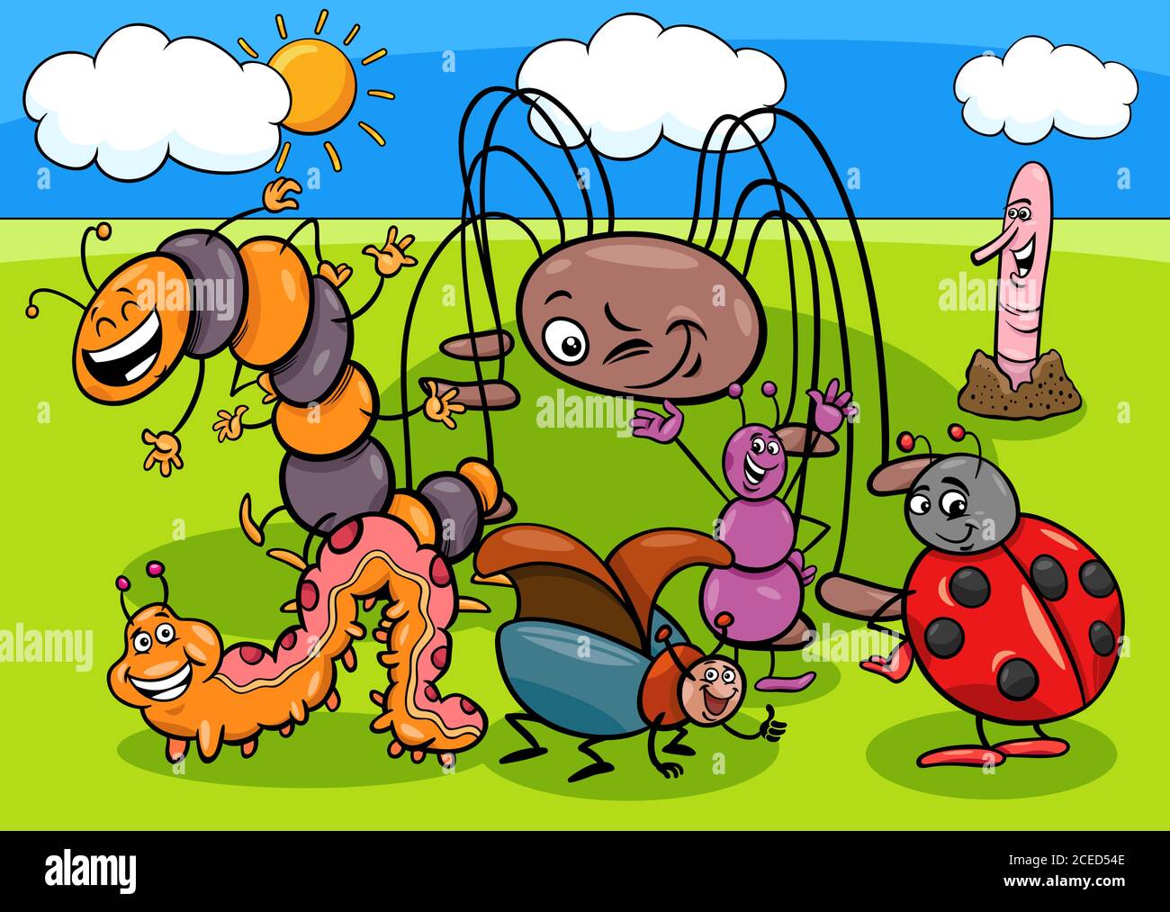 Cartoon Illustration of Insects and Bugs Animal Characters Group Stock Vector