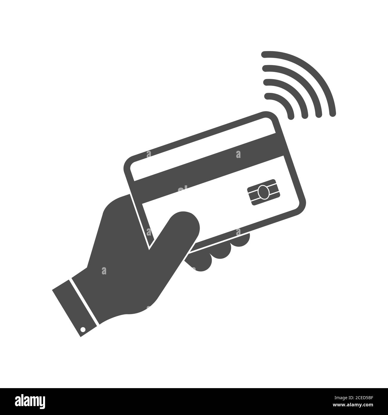 Hand holding Bank card with NFC contactless payment system, simple ...