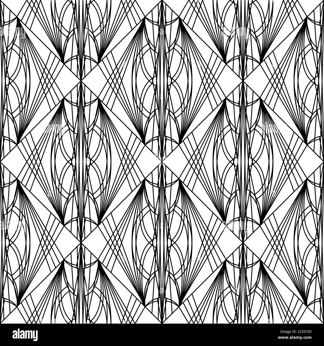 Art Deco pattern. Vector black white background Stock Vector