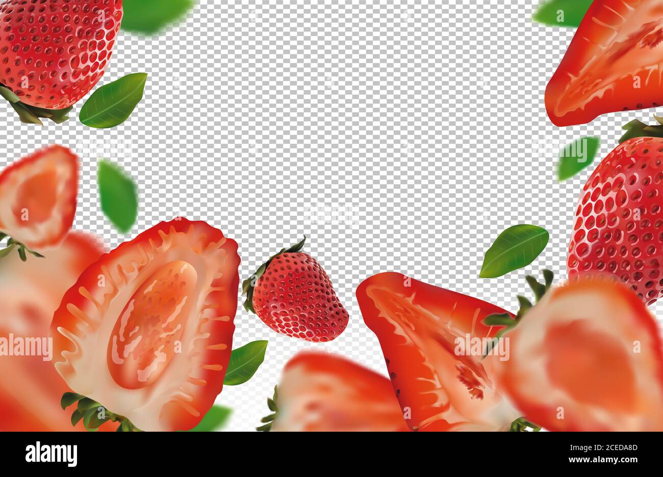 chopped strawberries transparent