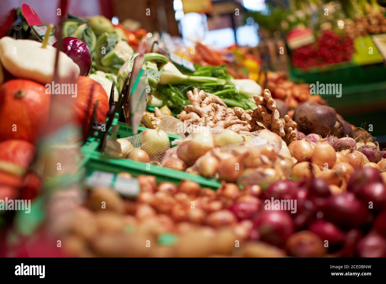 Large selection of vegetables in an organic supermarket Stock Photo Alamy