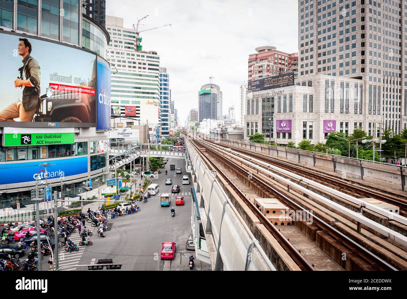 Photographing The Sky Train Rail At Asoke Bts Skytrain Station Above Photographing The Sky Train Rail At Asoke Bts Skytrain Station Above