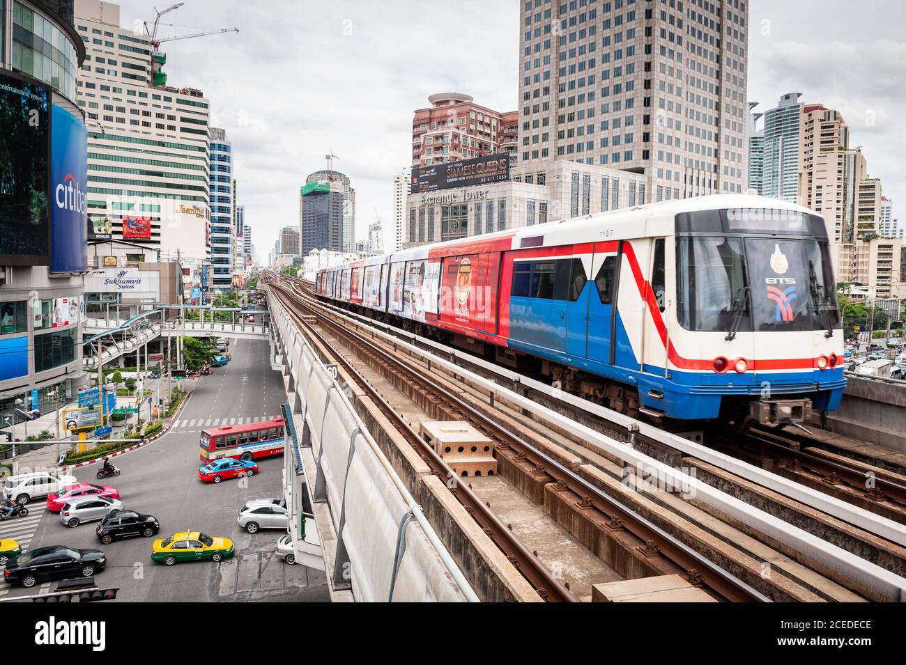 Photographing The Sky Train Pulling Into Asoke Bts Skytrain Station Photographing The Sky Train Pulling Into Asoke Bts Skytrain Station