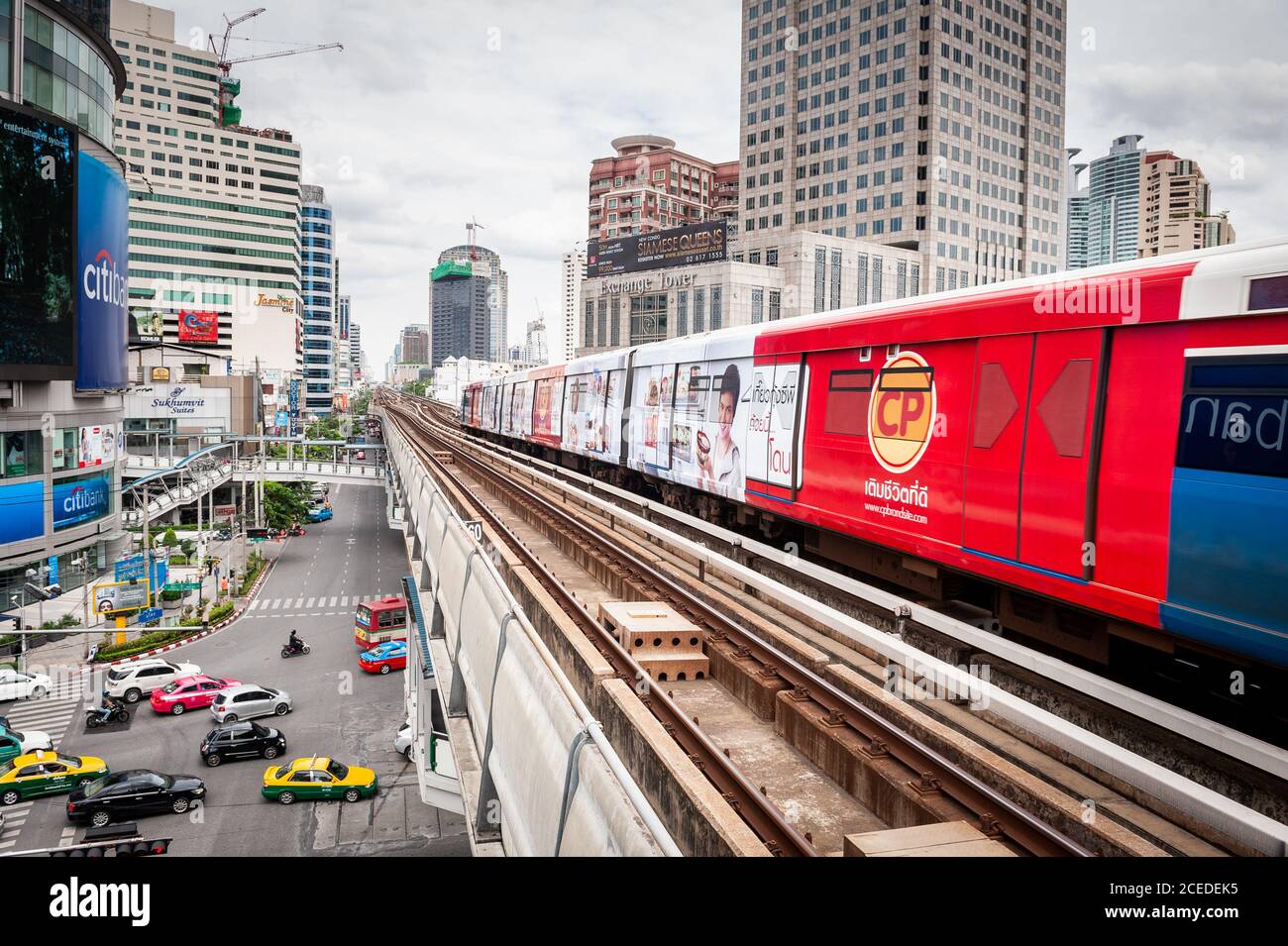 Photographing The Sky Train Pulling Into Asoke Bts Skytrain Station Photographing The Sky Train Pulling Into Asoke Bts Skytrain Station