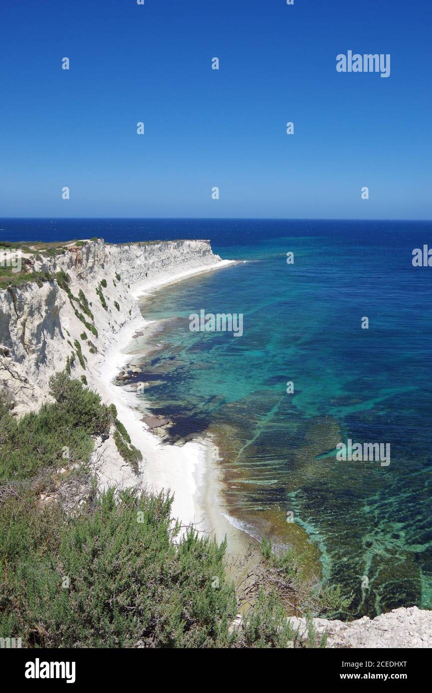 Beach and rocks, St Thomas bay, Malta Stock Photo Alamy