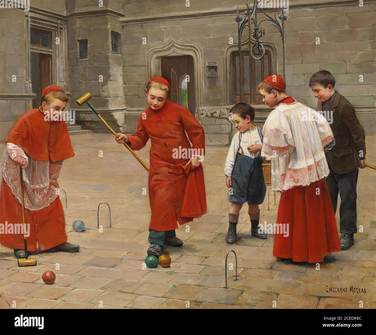 ChocarneMoreau Paul Charles Playing Croquet French School 19th
