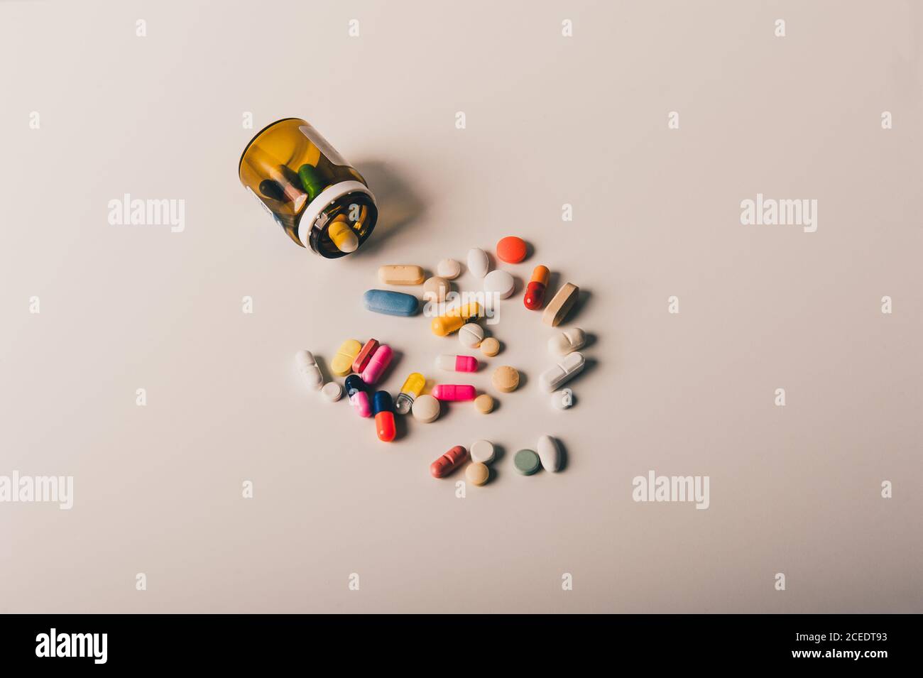 Multicolored isolated pills and capsules Stock Photo