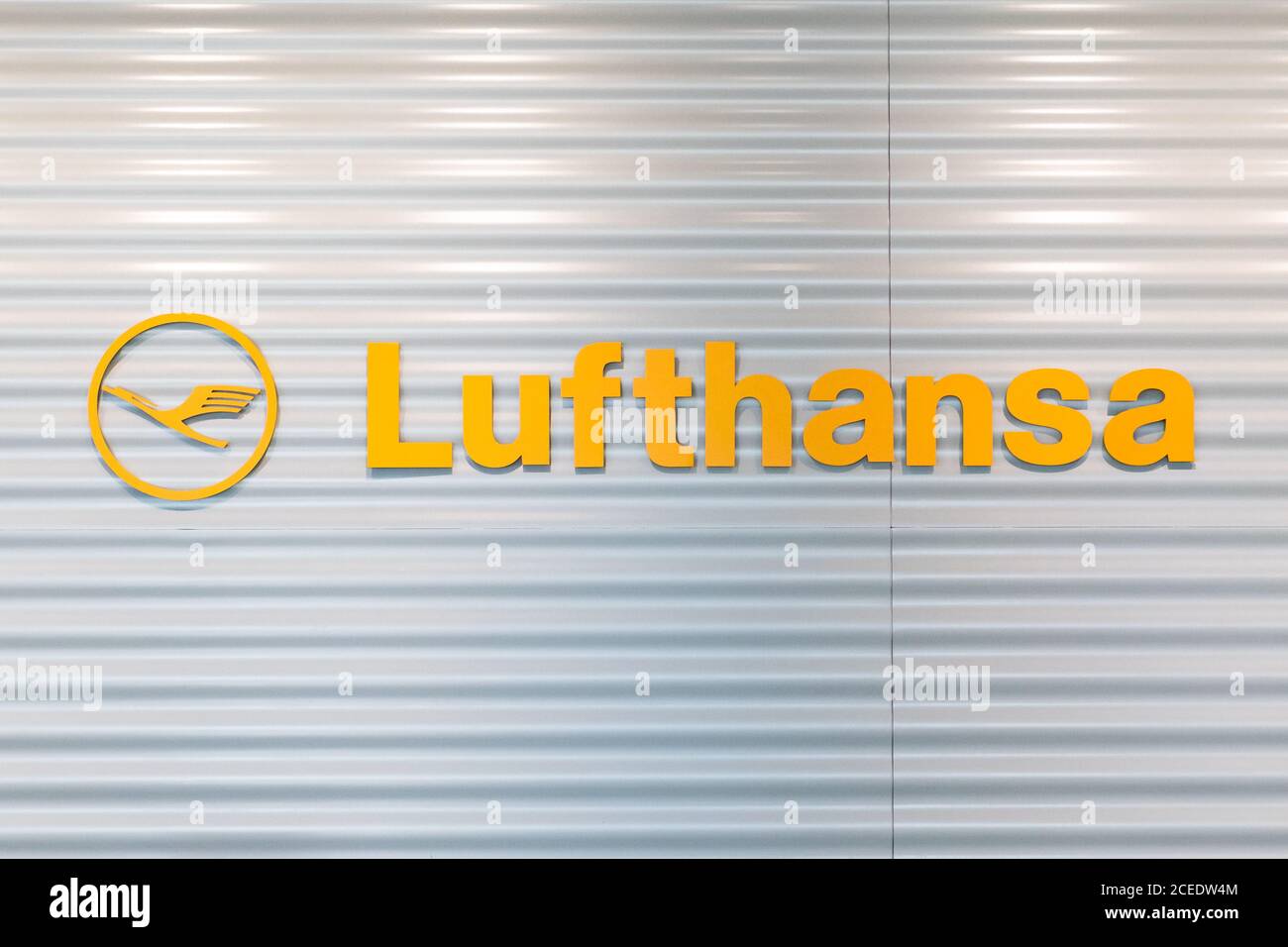 Lufthansa logo - Frankfurt Airport, Germany Stock Photo