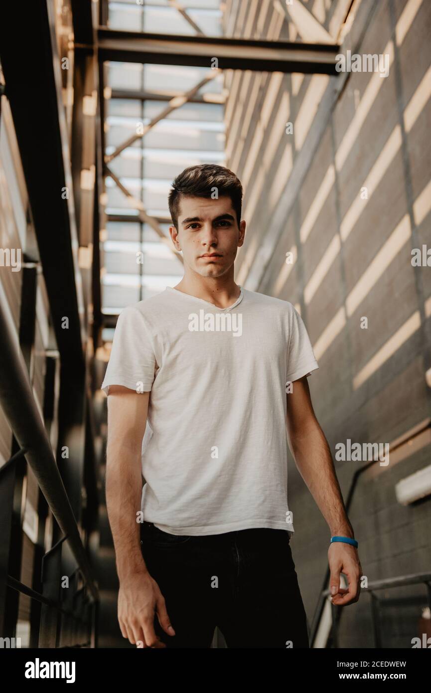 Young handsome man looking at camera Stock Photo