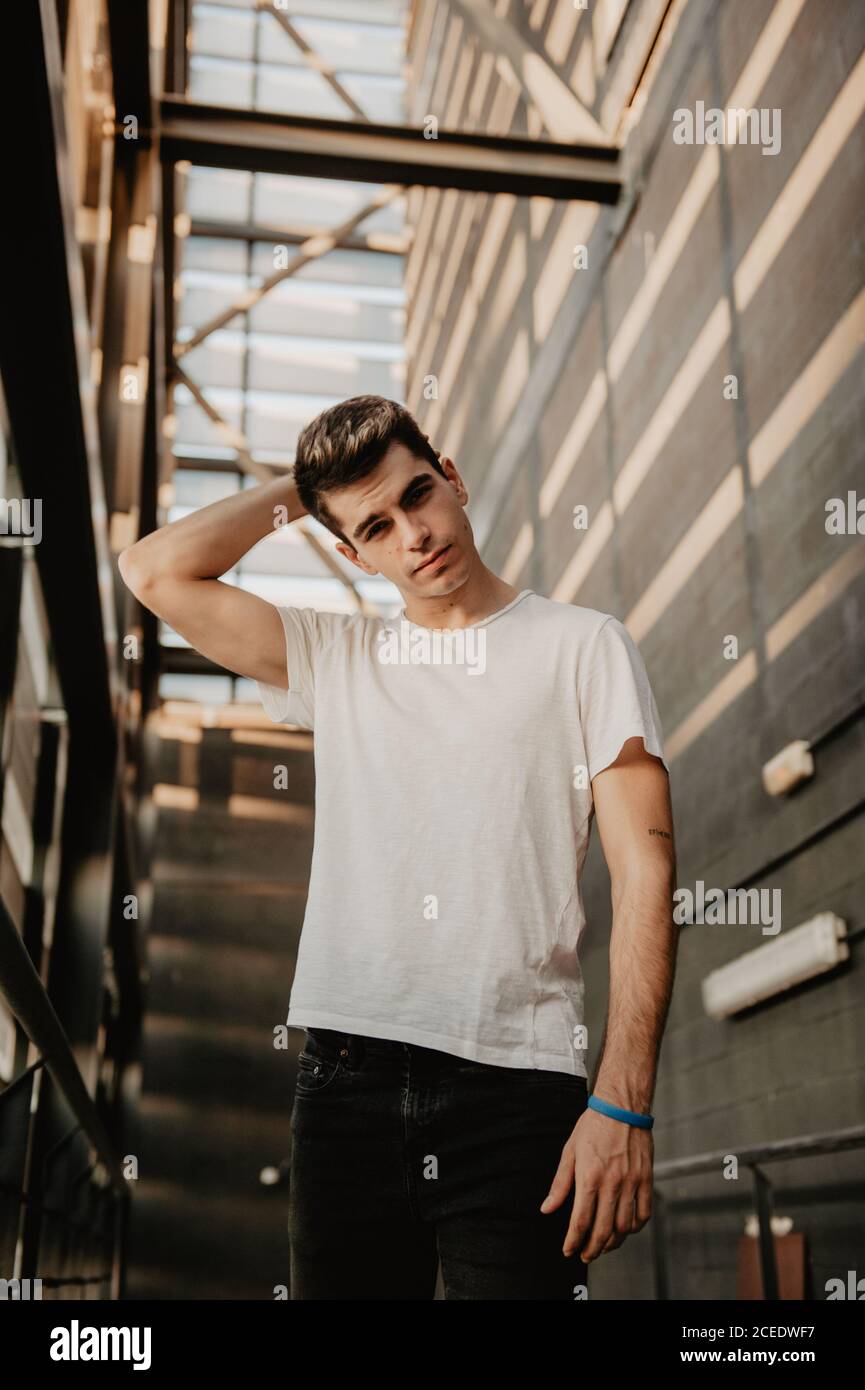 Young handsome man looking at camera Stock Photo