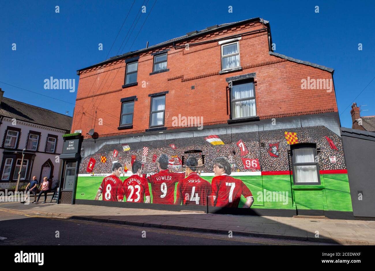 A new Liverpool FC mural on the wall of the Arc Hotel on Anfield Road
