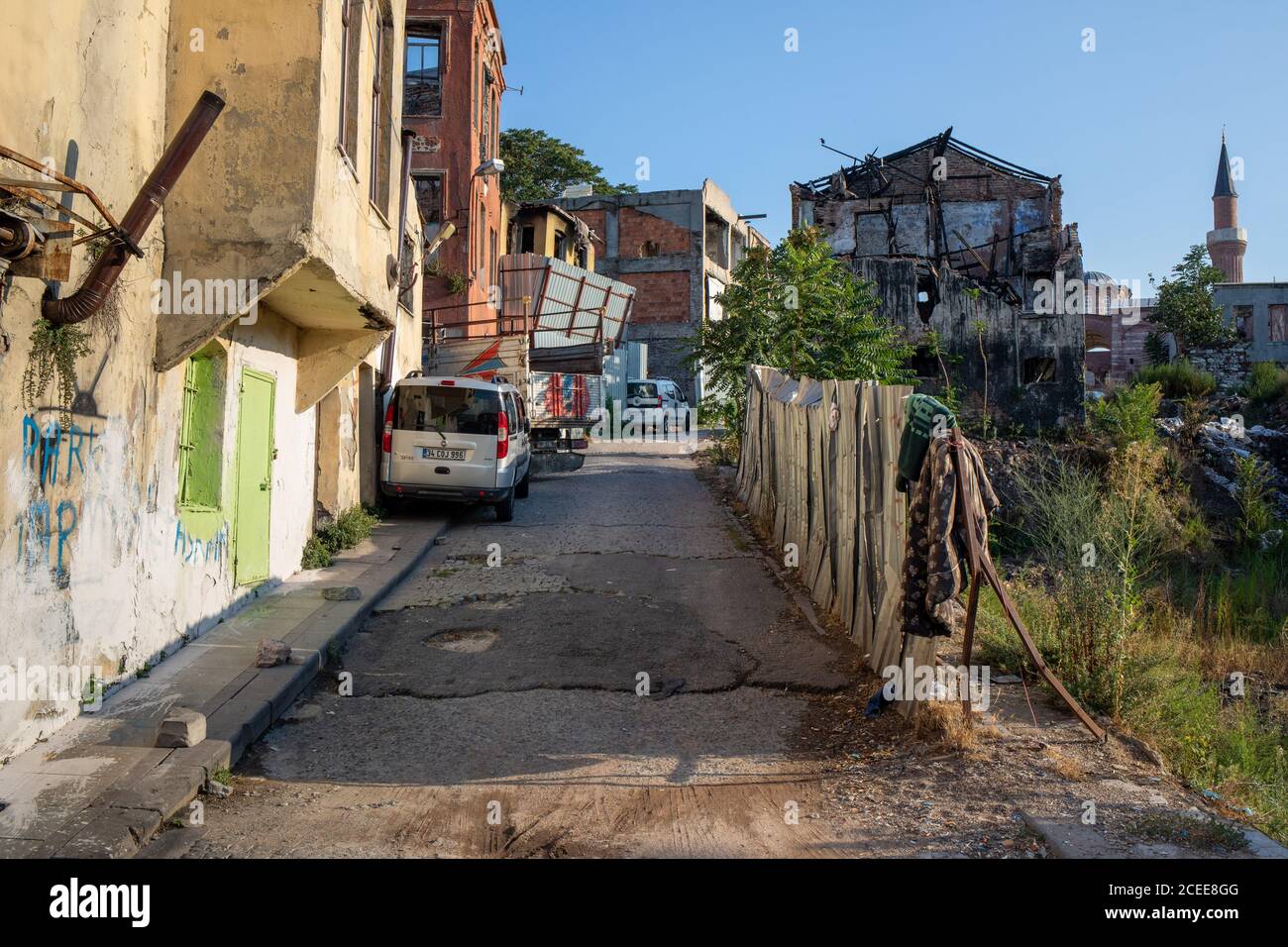 View from an urban transformation area in the heart of Istanbul. Suleymaniye is the neighborhood named after the kulliye, in the Fatih district. Stock Photo