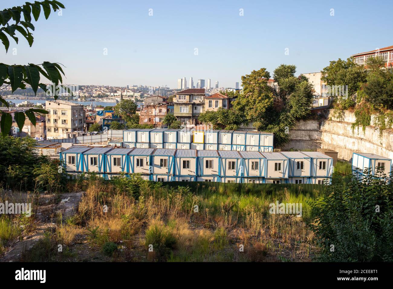 View from an urban transformation area in the heart of Istanbul. Suleymaniye is the neighborhood named after the kulliye, in the Fatih district. Stock Photo