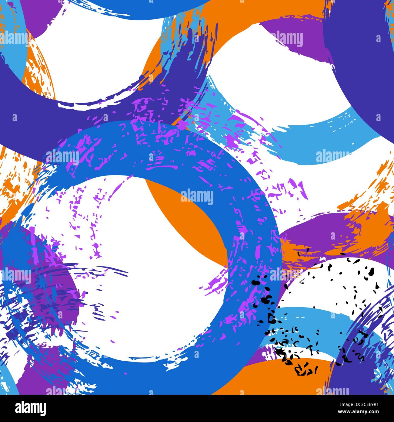 seamless background pattern, with circles, brush strokes and splashes Stock Vector
