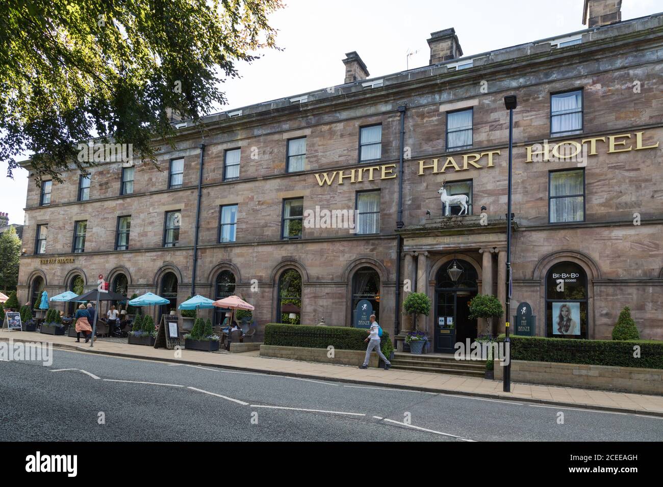 Harrogate hotel; The White Hart Hotel exterior, Harrogate town centre, Harrogate, Yorkshire UK Stock Photo