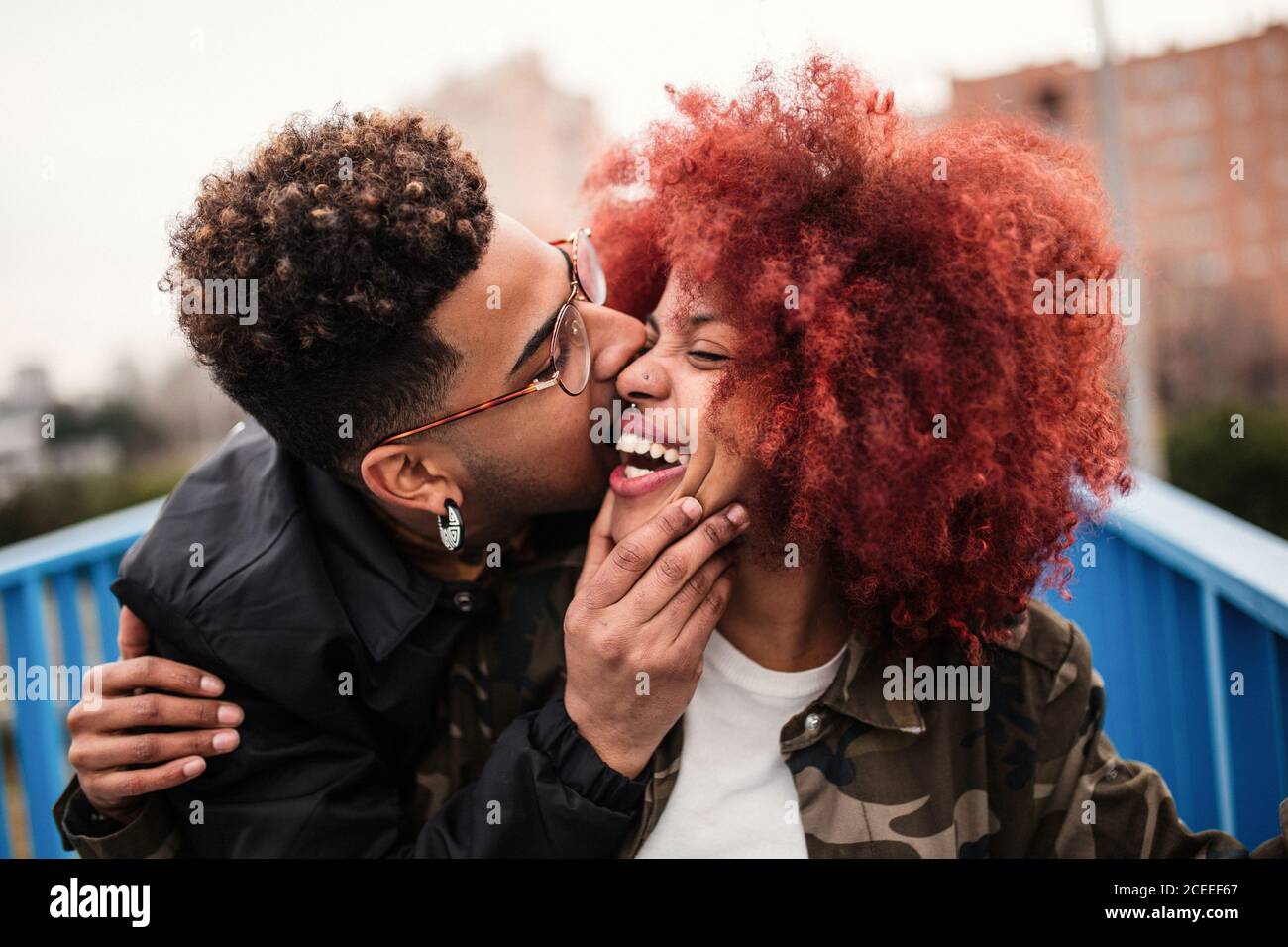 Romantic young afro couple having fun Stock Photo