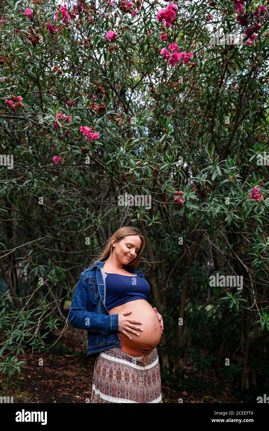 Joyful pregnant woman closed hi-res stock photography and images - Alamy