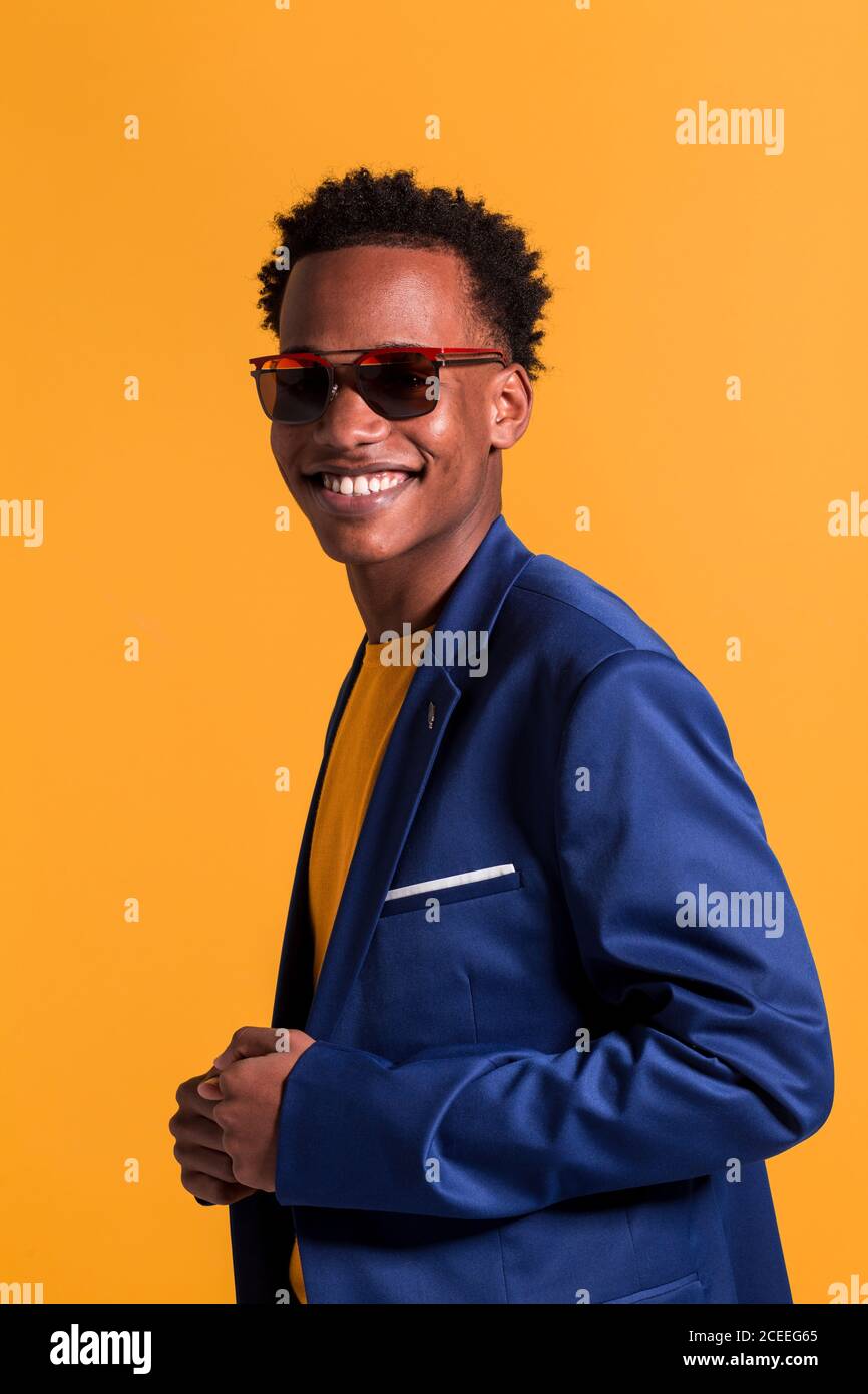 Dandy black man in jacket Stock Photo