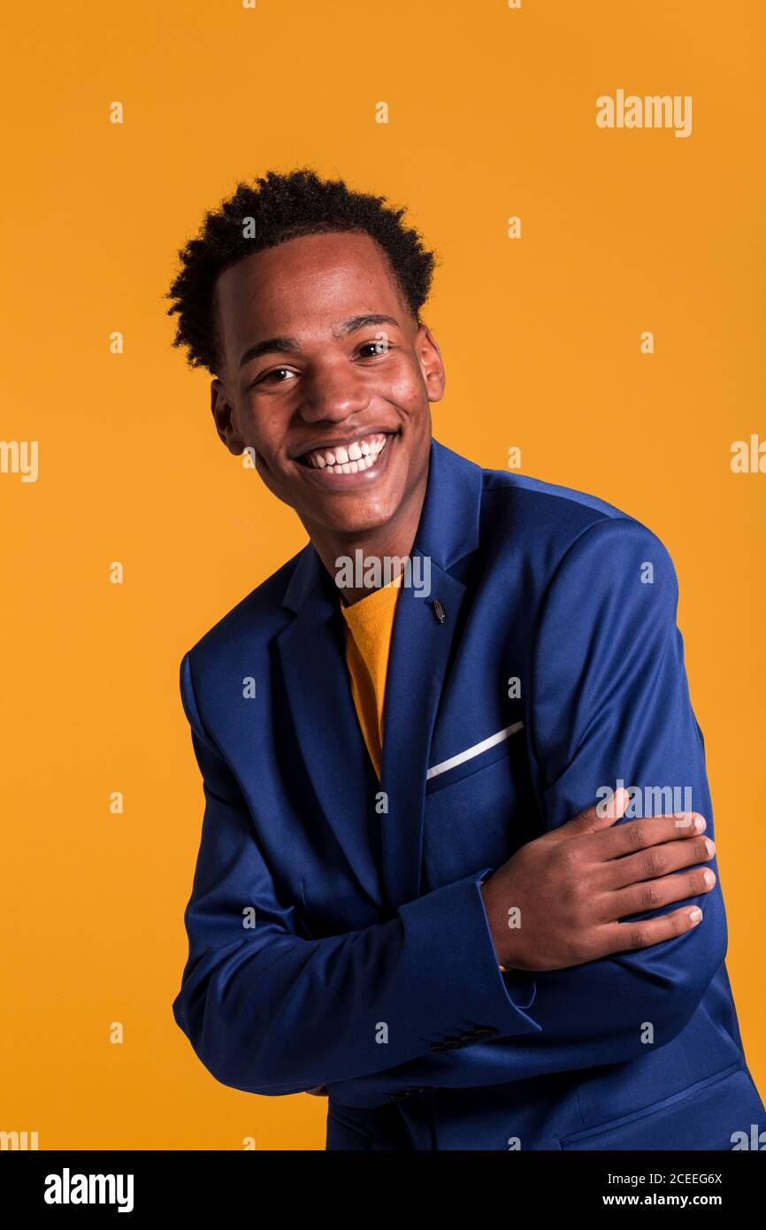 Dandy black man in jacket Stock Photo