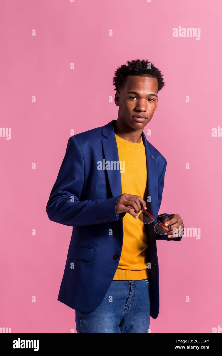 Dandy black man in jacket Stock Photo