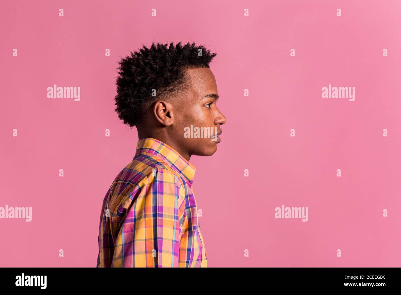 Hipster black man in colorful shirt Stock Photo