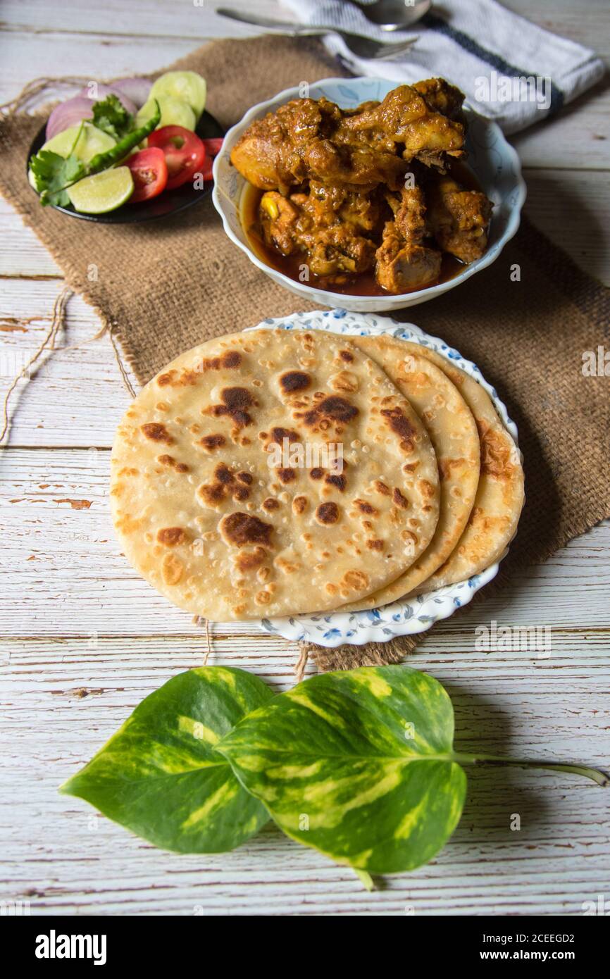 Paratha meaning an Indian style of bread made with flour along with