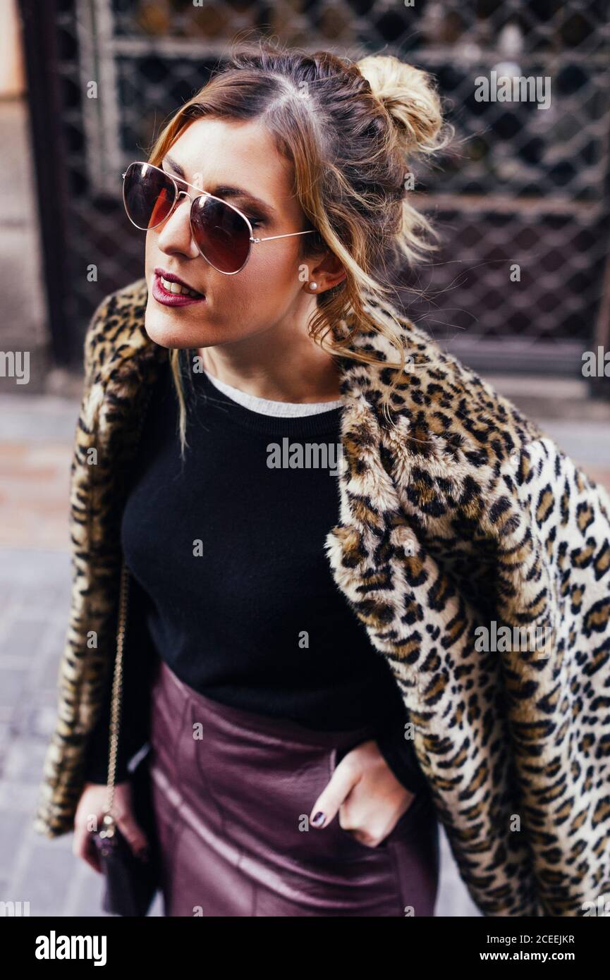 Portrait of young stylish blonde Woman Stock Photo