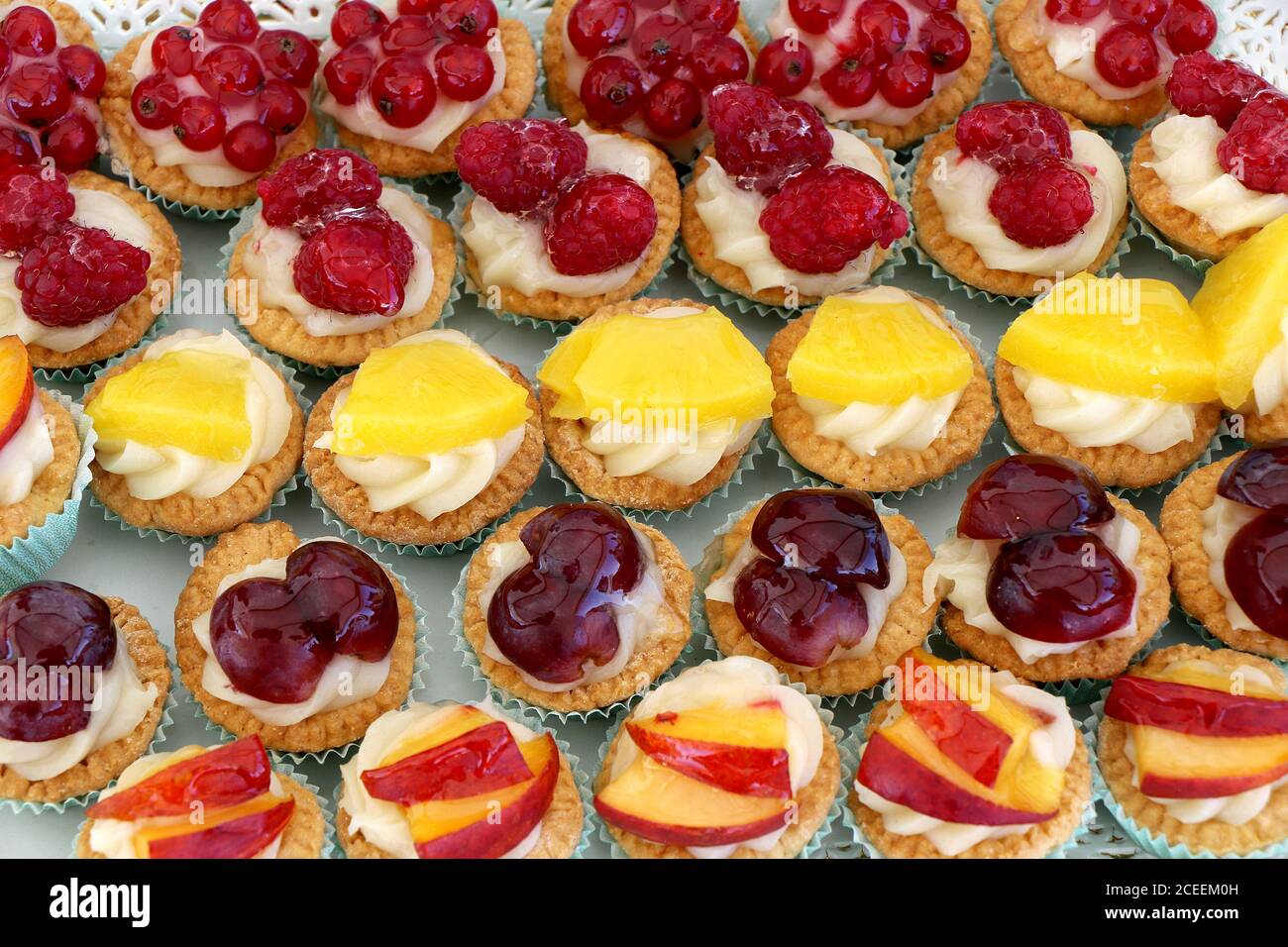 Assortment of Italian fruit pastries ready to be enjoyed Stock Photo
