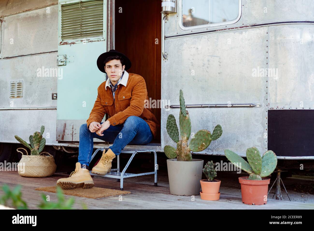 Stylish man in hat calm hi-res stock photography and images - Alamy