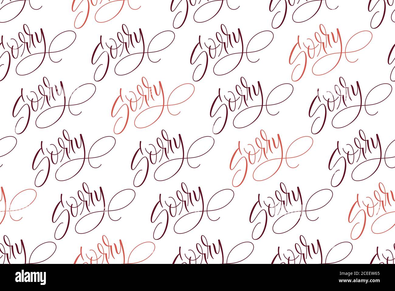 Seamless pattern brush calligraphy Sorry Stock Vector