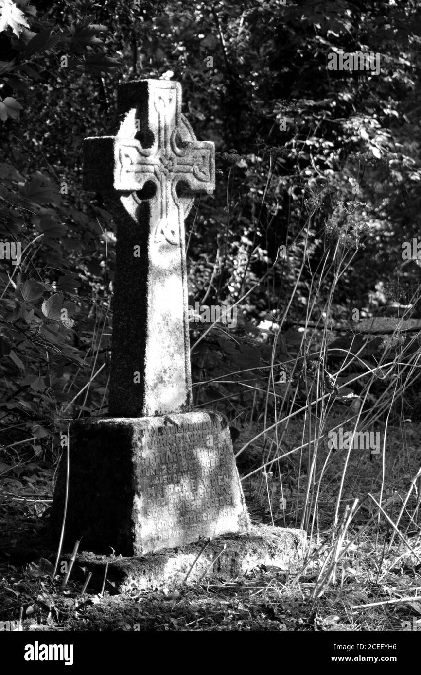 Celtic cross on gravestone Stock Photo