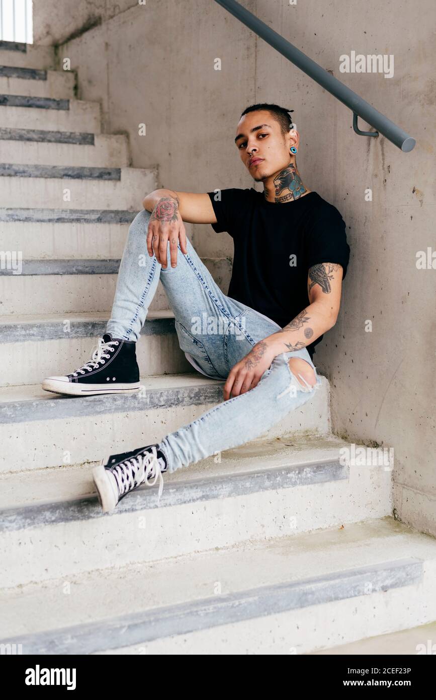 Hipster in casual clothes Stock Photo