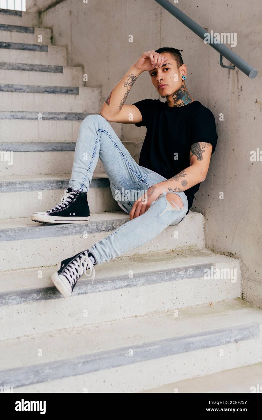 Hipster in casual clothes Stock Photo