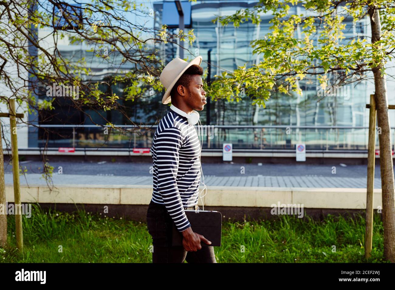 African-American man with tablet Stock Photo