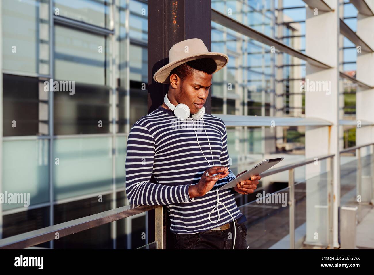 Relaxed man listening to music Stock Photo