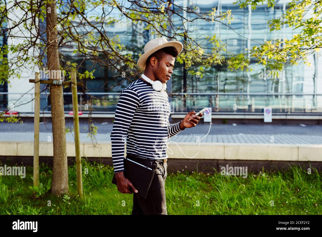 African-American man with tablet Stock Photo