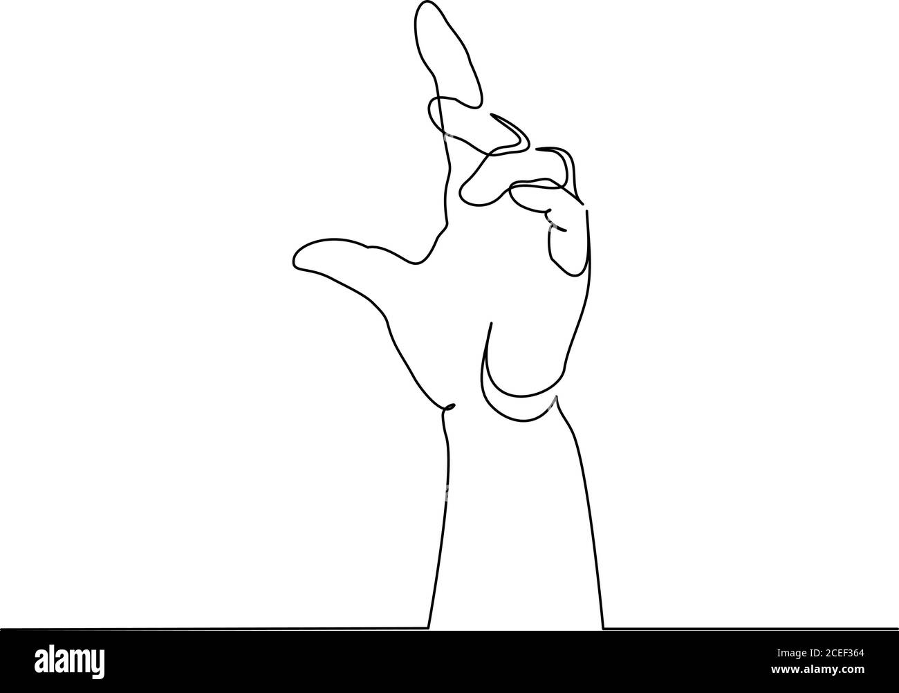 Hand showing something sign. Continuous one line art drawing style. Black linear sketch isolated on white background. Vector illustration Stock Vector