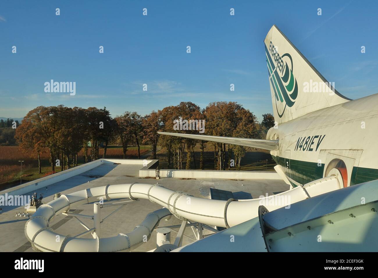 MCMINNVILLE, OR 2 NOV 2019 View of the Evergreen Wings and Waves Waterpark, an indoor