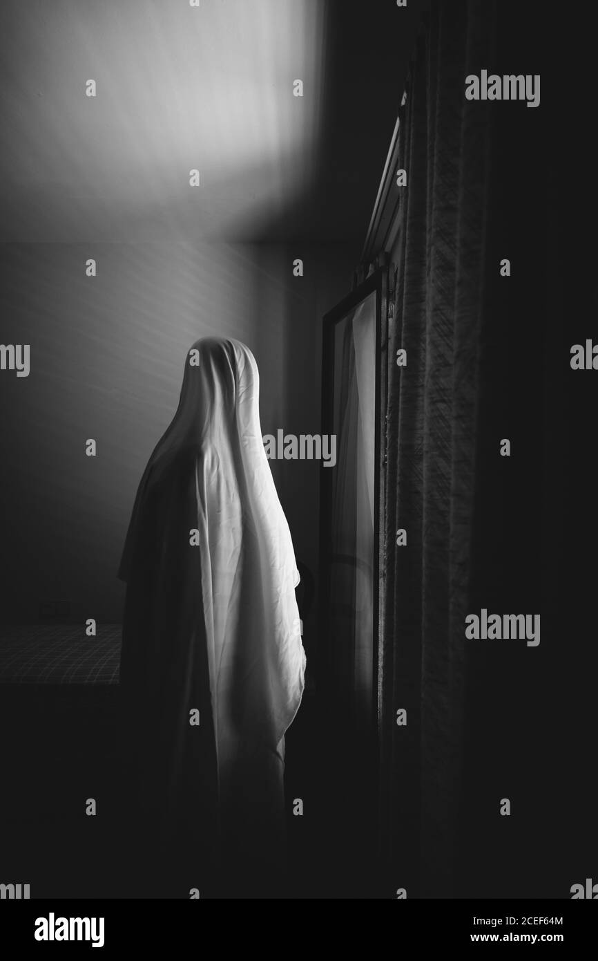 Person disguised as a ghost for Halloween Stock Photo - Alamy