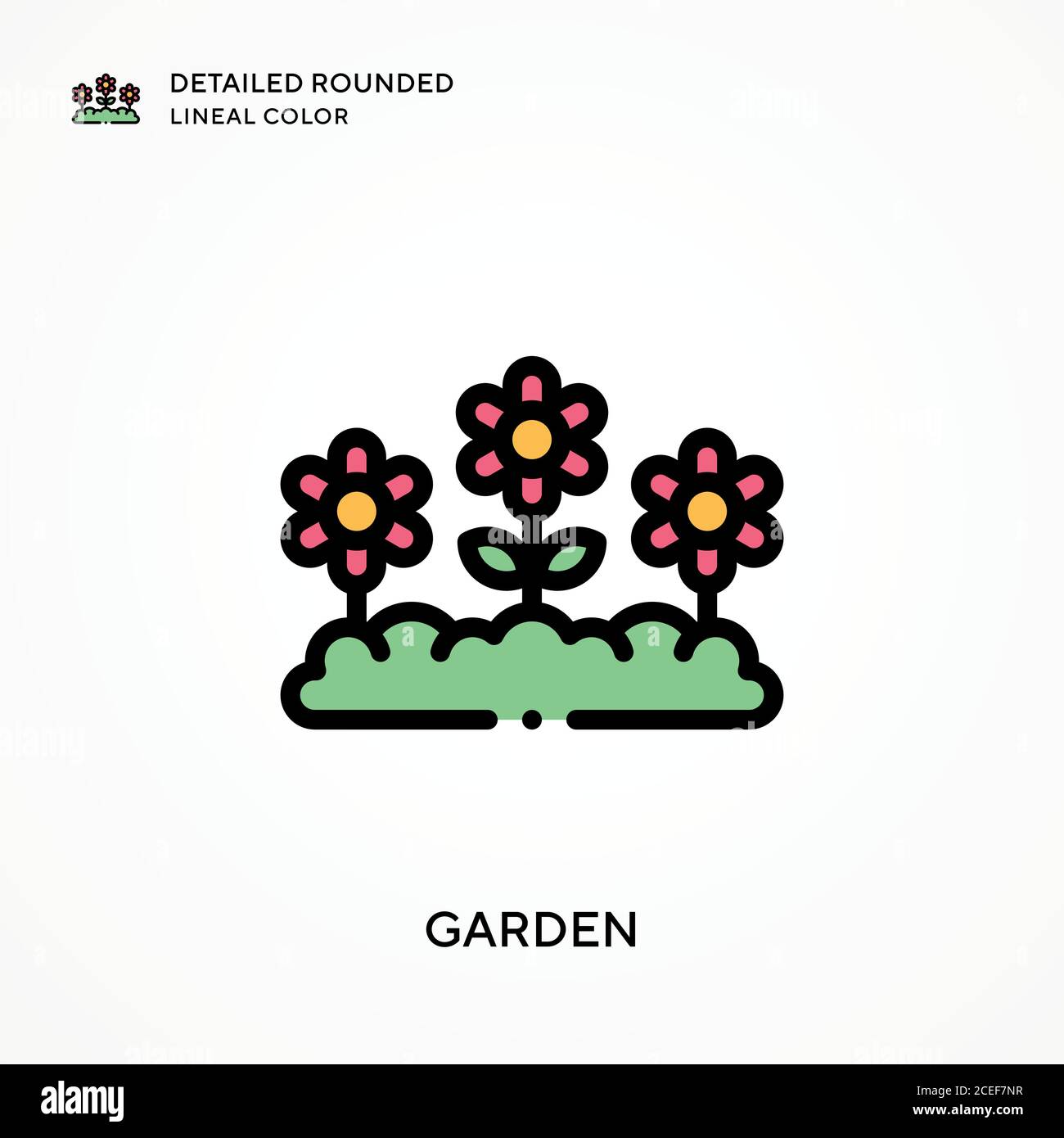 Garden detailed rounded lineal color. Modern vector illustration ...