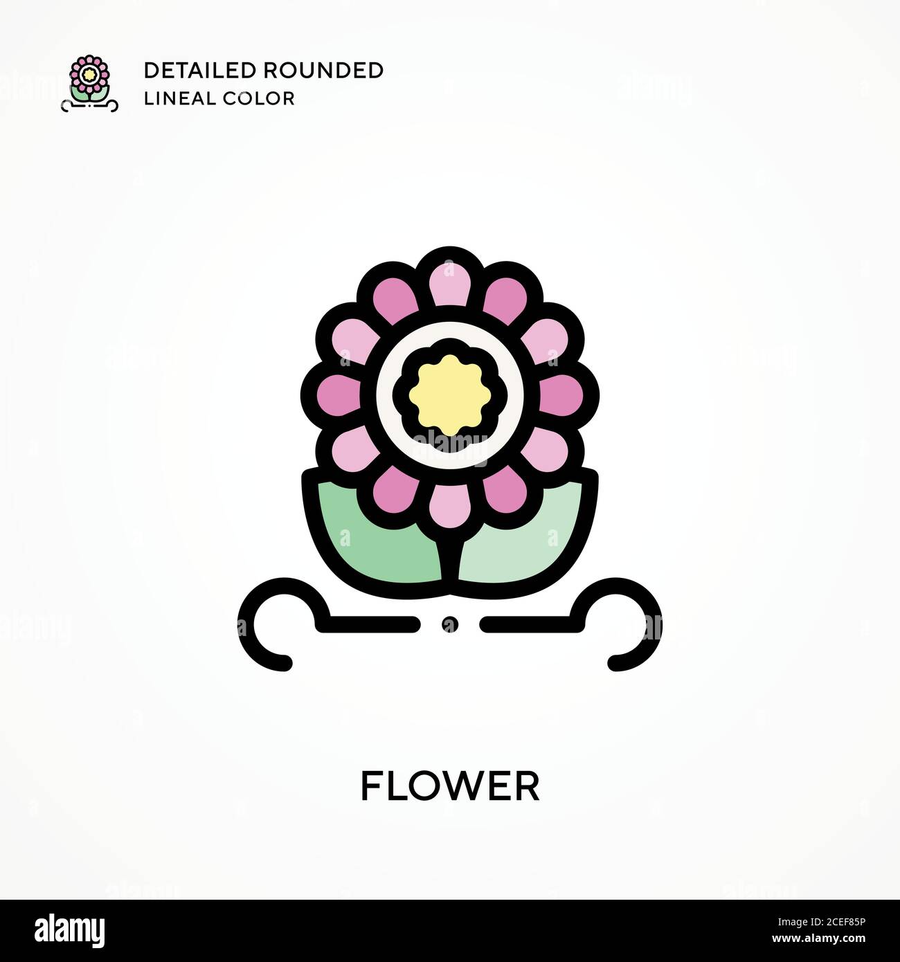 Flower detailed rounded lineal color. Modern vector illustration ...