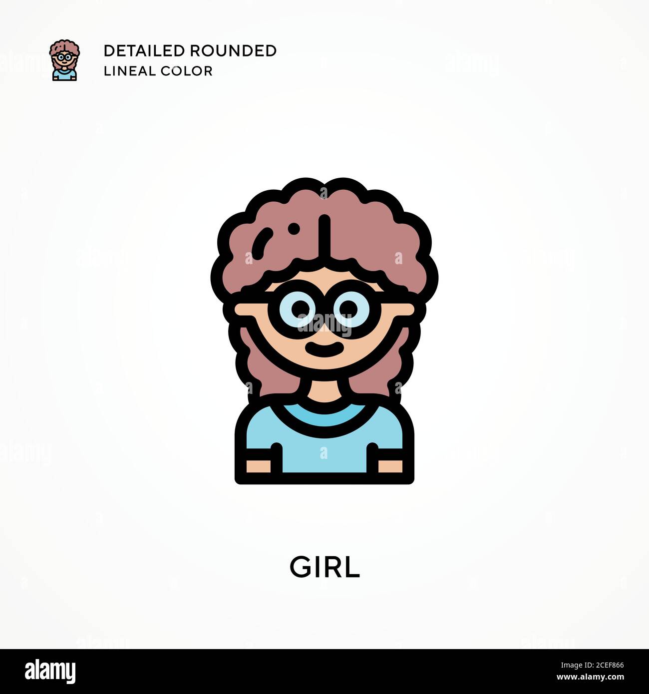 Girl detailed rounded lineal color. Modern vector illustration concepts ...
