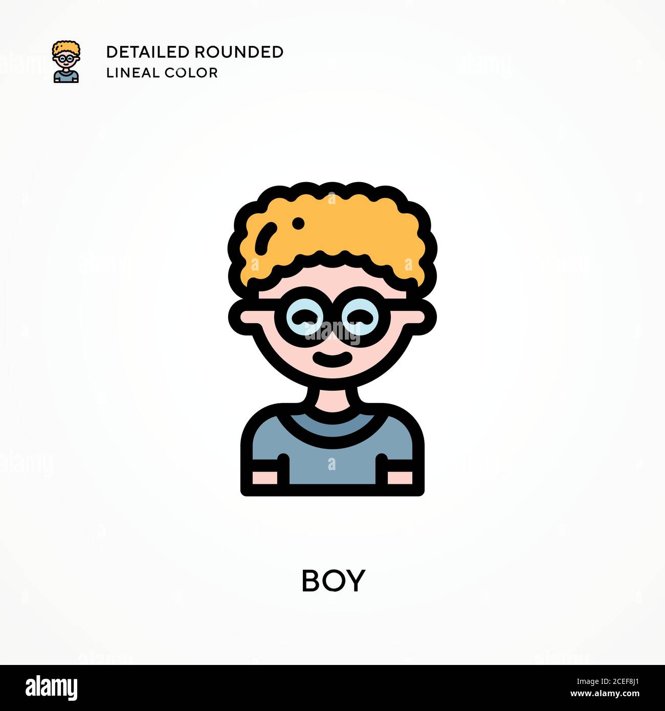Boy detailed rounded lineal color. Modern vector illustration concepts ...
