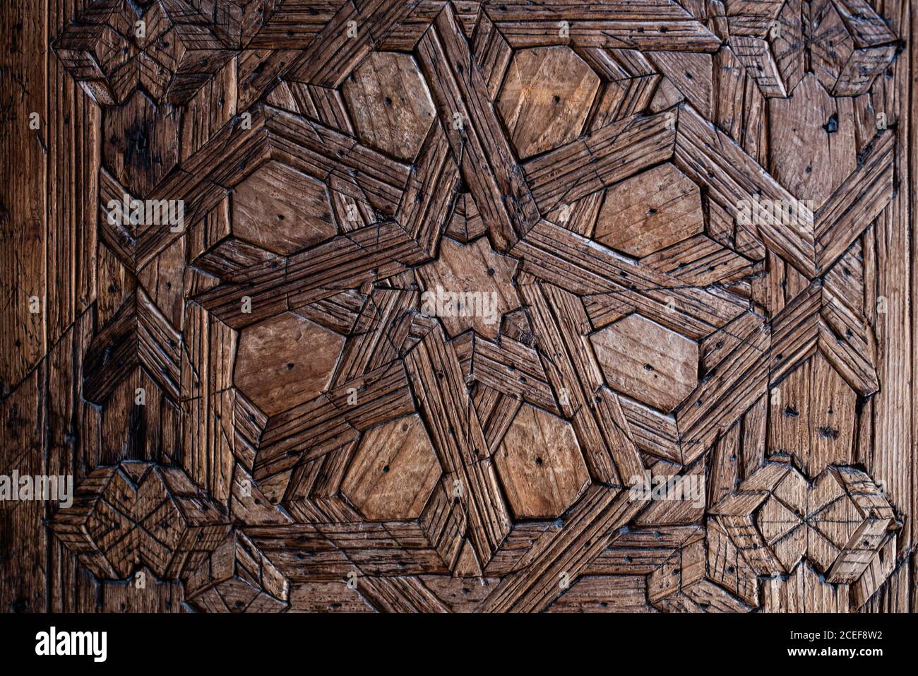 Details Of A Carved Wood Wall Art Geometrically Handmade Stock Photo Alamy