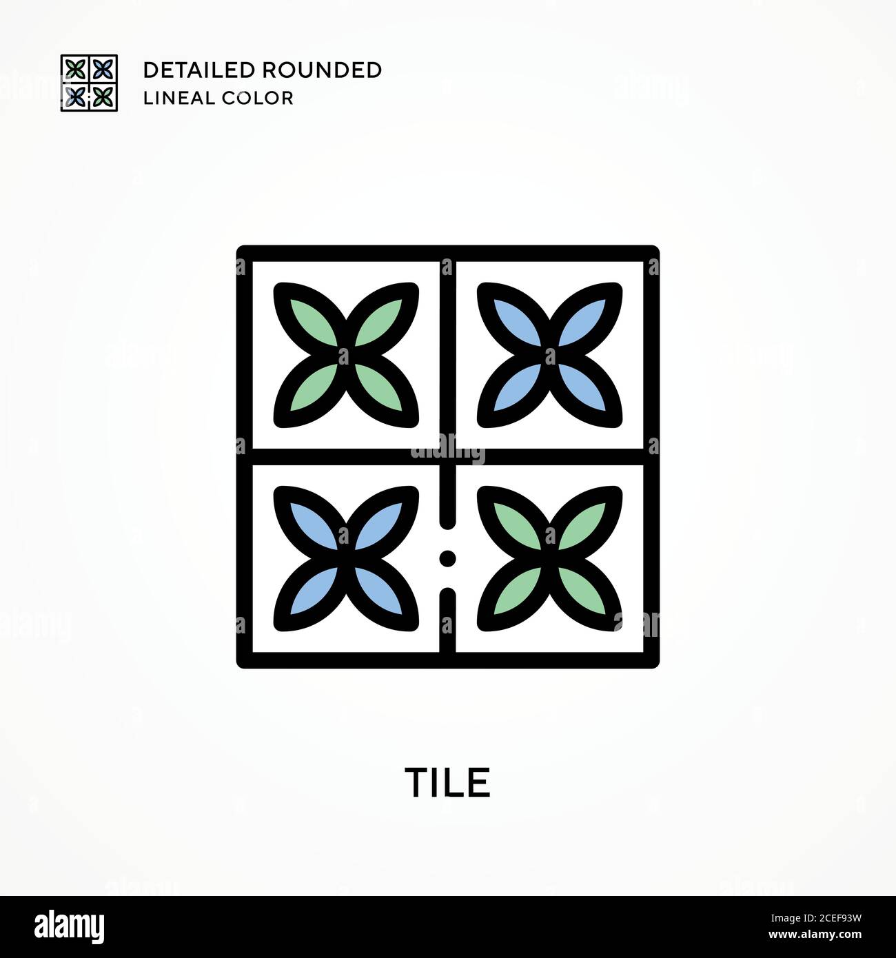 Tile detailed rounded lineal color. Modern vector illustration concepts ...
